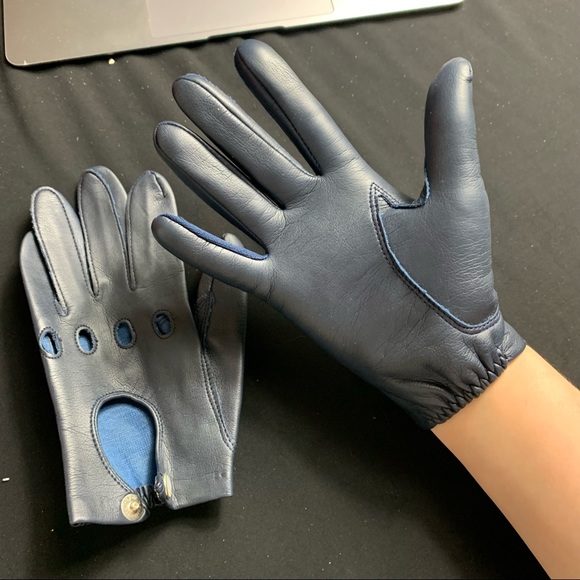 VIntage navy blue Driving Gloves - Picture 6 of 7